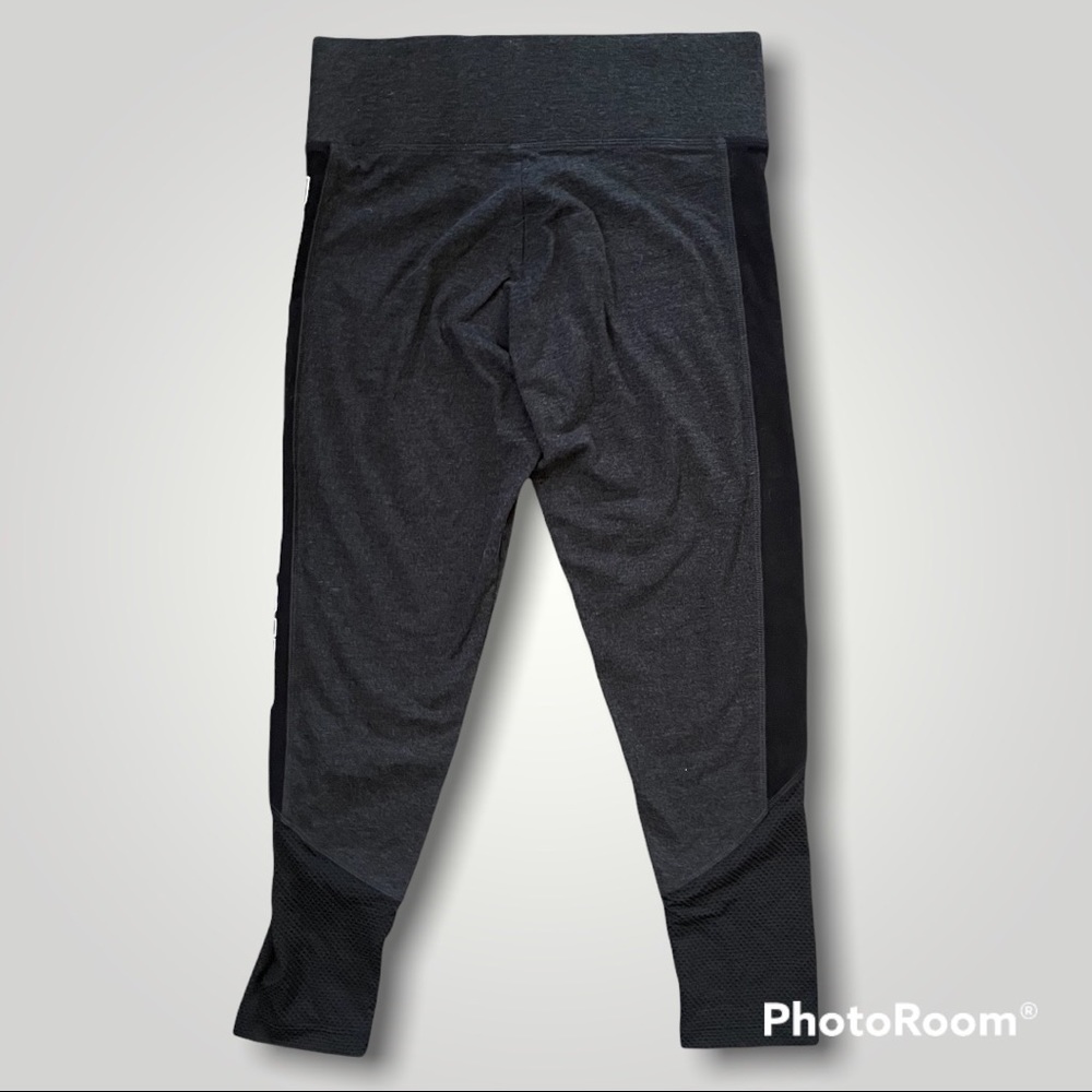PINK Victoria's Secret Yoga Leggings Dark Heather Gray, Black, with Mesh Panels - Picture 2 of 11